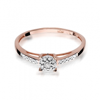 Pierścionek z różowego złota z brylantami 0.12ct BD55/R