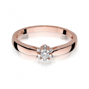 Pierścionek z różowego  złota z brylantem 0.15ct BD61/R