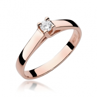 Pierścionek z różowego złota z brylantem 0.10ct BD70/R