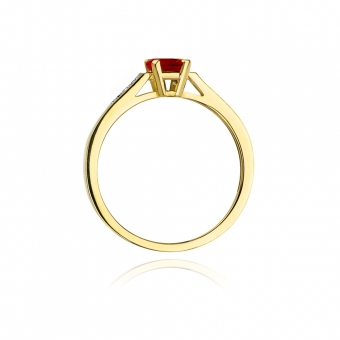 Złoty pierścionek z rubinem i brylantami BD78R