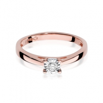 Pierścionek z różowego złota z brylantem 0.08ct BD7/R