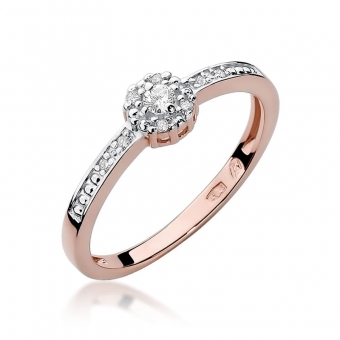 Pierścionek z różowego złota z brylantami 0.09ct BD91/R