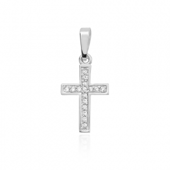 Złota zawieszka krzyżyk z brylantami 0,08ct KBD042