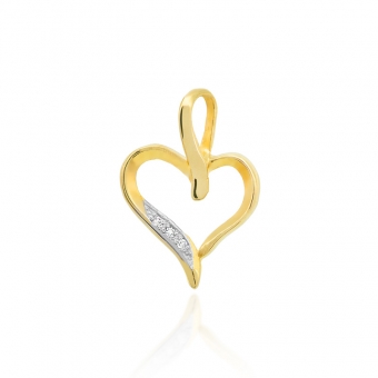 Złota zawieszka serce z brylantami 0,015ct SBD006