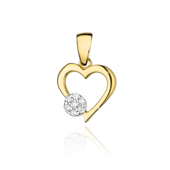 Złota zawieszka serce z brylantami 0,06ct SBD021