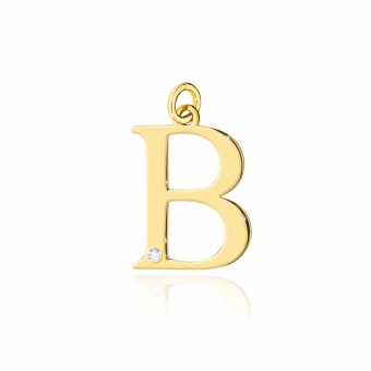 Złota zawieszka mała literka B z brylantem 0,005ct ZBD069B
