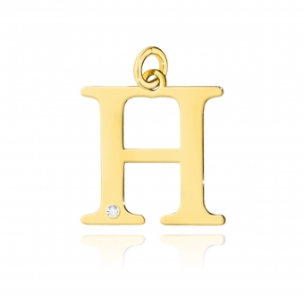 Złota zawieszka mała literka H z brylantem 0,005ct ZBD069H