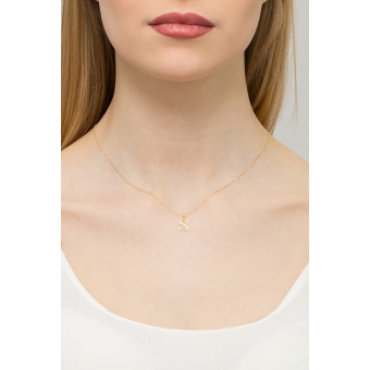 Złota zawieszka mała literka S z brylantem 0,005ct ZBD069S