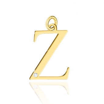 Złota zawieszka duża literka Z z brylantem 0,005ct ZBD070Z