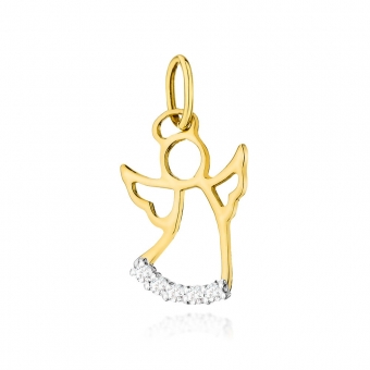 Złota zawieszka aniołek z brylantami 0,07ct ZBD504