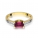 Złoty pierścionek z rubinem i brylantami BD105R