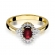 Złoty pierścionek z rubinem i brylantami BD312R