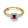 Złoty pierścionek z rubinem i brylantami BD315R